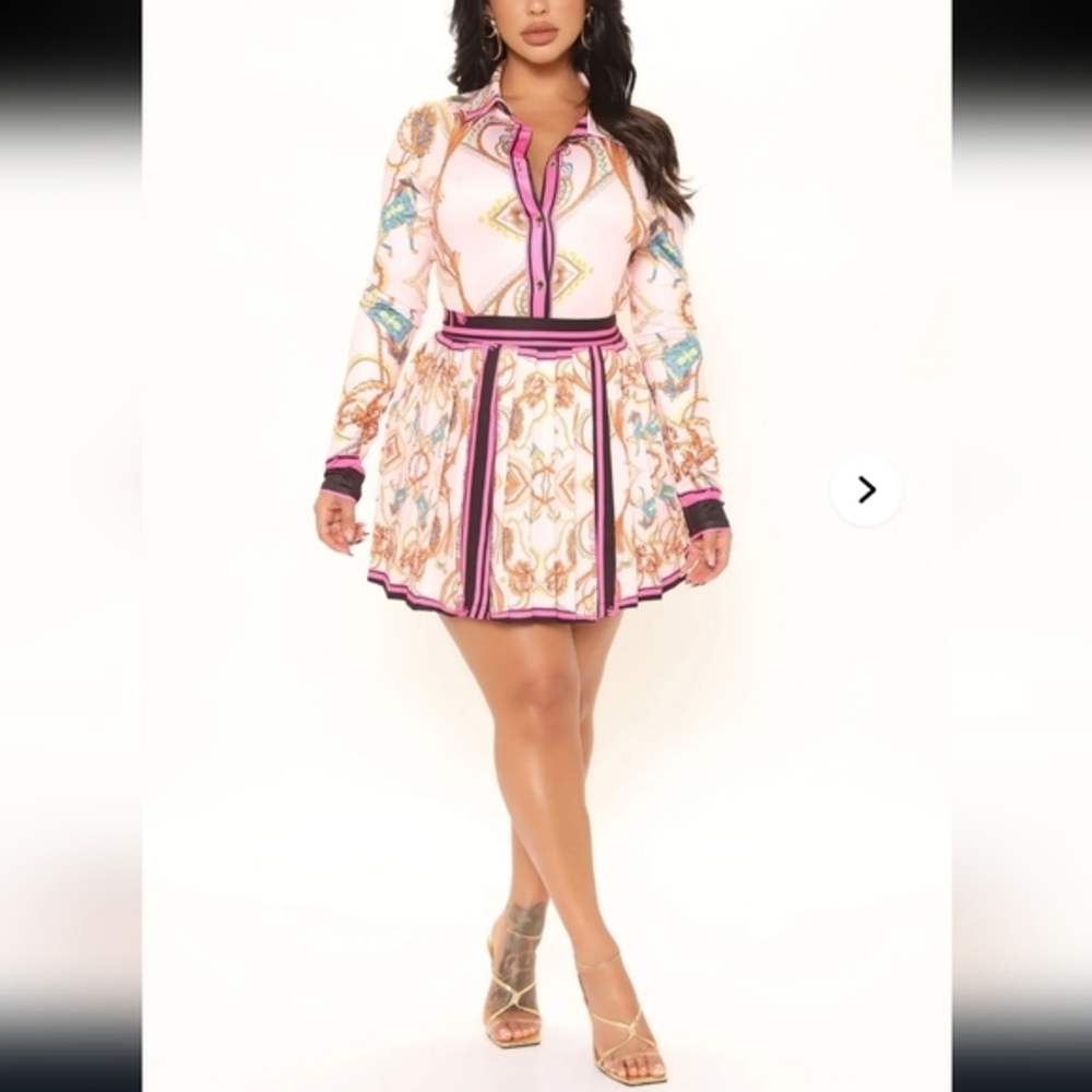 Fashion Nova Multicolor Long Sleeve Dress Size M -Set